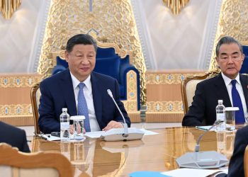 China's President Xi Jinping and Foreign Minister Wang Yi attend a meeting with Kazakhstan's President Kassym-Jomart Tokayev in Astana, Kazakhstan July 3, 2024. Press Service of the President of Kazakhstan/Handout via REUTERS