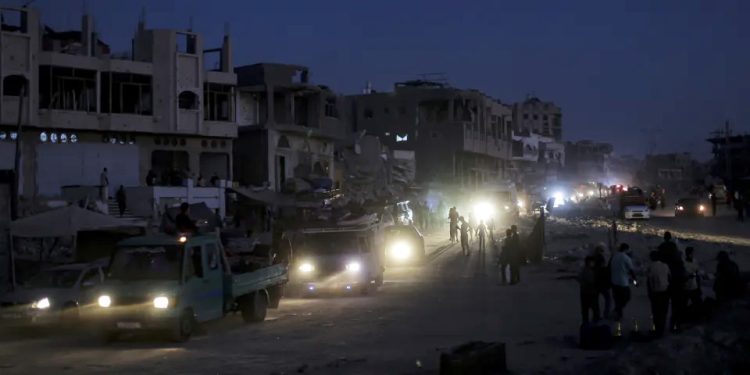 Palestinians displaced by the Israeli air and ground offensive on the Gaza Strip flee from parts of Khan Younis following an evacuation order by the Israeli army to leave the eastern part of Gaza Strip's second largest city on Monday, July 1, 2024. (AP Photo/Jehad Alshrafi)ASSOCIATED PRESS
