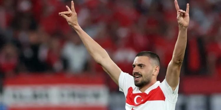 Turkey's defender Merih Demiral will miss Turkey's Euro 2024 quarter-final with the Netherlands (Ronny HARTMANN)/AFP
