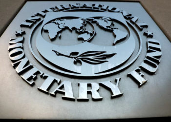 The International Monetary Fund (IMF) logo is seen outside its headquarters in Washington, U.S., on Sept. 4, 2018. REUTERS/Yuri Gripas/File Photo