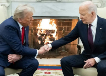 ‘Welcome back’: Trump, Biden shake hands in White House