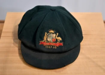 The cap worn by Australian cricket legend Don Bradman sold at auction on Tuesday (Saeed KHAN)