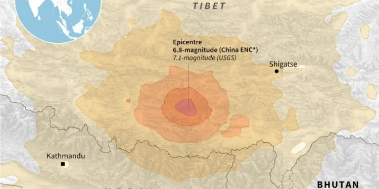 Quake in China’s Tibet kills 32 with tremors felt in Nepal, India
