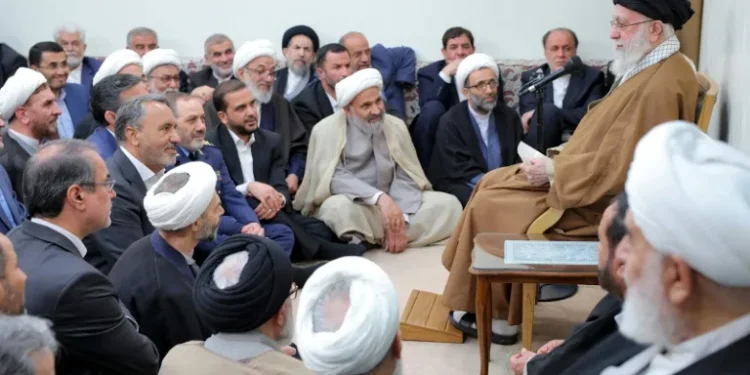 Iran's supreme leader Ayatollah Ali Khamenei addresses government officials in Tehran on April 15, 2025  (KHAMENEI.IR/AFP)