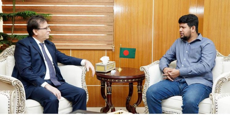 Turkish Ambassador to Bangladesh Ramis Sen called on Information and Broadcasting Adviser Md Mahfuj Alam at his office today. Photo: PID