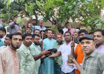 In the inauguration of the Tentulia BNP month -long tree planting program M.A Matin