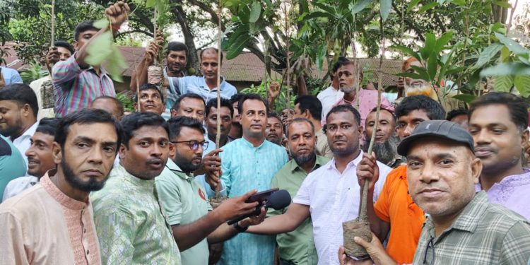 In the inauguration of the Tentulia BNP month -long tree planting program M.A Matin